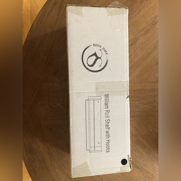 Rustic State Wall Mount Floating Wall Shelf with Rail and Hooks - Picture 7 of 7